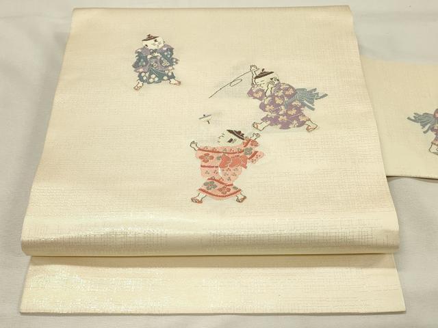 平和屋着物◎九寸名古屋帯　童子遊び　正絹　逸品　DABH2791qp