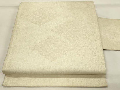 平和屋着物◎九寸名古屋帯　花菱文　銀糸　正絹　逸品　DABH2799qp