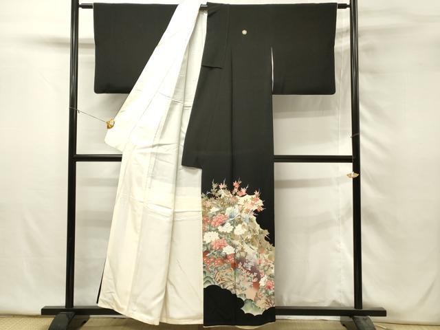 平和屋着物■豪華黒留袖　花鳥文　牡丹　金彩　正絹　逸品　DABH2818qp
