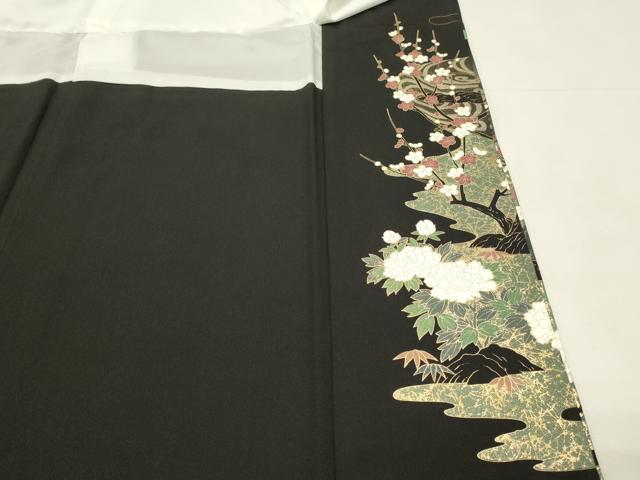 平和屋着物■豪華黒留袖　御所車飛鶴花文　金彩　正絹　逸品　DABH2819qp