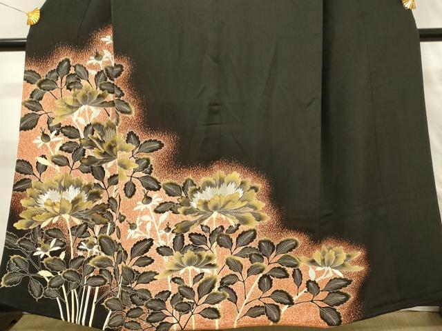 平和屋着物■豪華黒留袖　刺繍　草花文　金銀糸　三越扱い　正絹　逸品　DABH2820qp