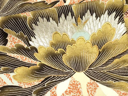 平和屋着物■豪華黒留袖　刺繍　草花文　金銀糸　三越扱い　正絹　逸品　DABH2820qp