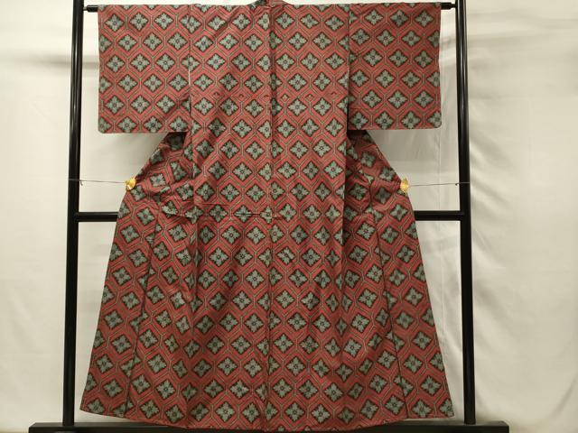 平和屋着物■本場村山大島紬　亀甲花文　正絹　逸品　DABH2822qp