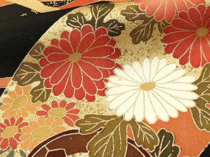 平和屋着物■豪華黒留袖　駒刺繍　地紙鳳凰花文　金彩　正絹　逸品　DABH2824qp