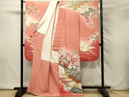 平和屋着物■豪華振袖　尾長鳥花文　牡丹　鴛鴦　暈し染め　金彩　正絹　逸品　DABH2825qp