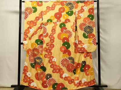 平和屋着物■豪華振袖　駒刺繍　菊尽くし　金彩　正絹　逸品　DABH2828qp