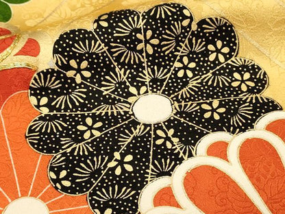 平和屋着物■豪華振袖　駒刺繍　菊尽くし　金彩　正絹　逸品　DABH2828qp