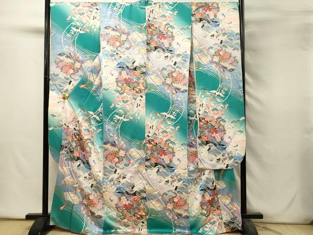 平和屋着物■豪華振袖　御所車花文　暈し染め　金彩　正絹　逸品　DABH2832qp
