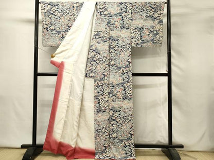 平和屋着物■上質な小紋　渡橋風景花文　正絹　逸品　DABH2835qp