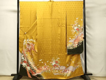 平和屋着物■豪華振袖　御所車花文　暈し染め　金彩　正絹　逸品　DABH2842qp