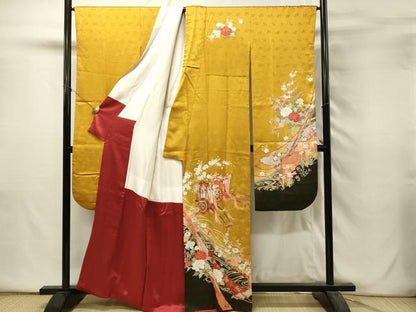 平和屋着物■豪華振袖　御所車花文　暈し染め　金彩　正絹　逸品　DABH2842qp