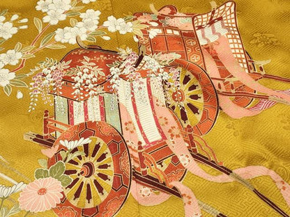 平和屋着物■豪華振袖　御所車花文　暈し染め　金彩　正絹　逸品　DABH2842qp