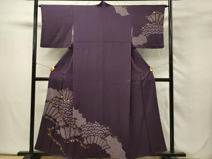 平和屋着物■訪問着　絞り　刺繍　花唐草文　青海波　金彩　正絹　逸品　DABH2844qp