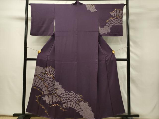 平和屋着物■訪問着　絞り　刺繍　花唐草文　青海波　金彩　正絹　逸品　DABH2844qp