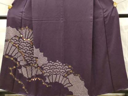 平和屋着物■訪問着　絞り　刺繍　花唐草文　青海波　金彩　正絹　逸品　DABH2844qp