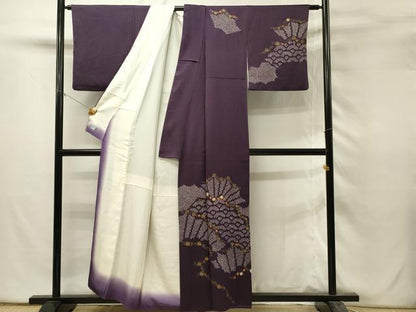 平和屋着物■訪問着　絞り　刺繍　花唐草文　青海波　金彩　正絹　逸品　DABH2844qp