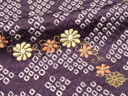平和屋着物■訪問着　絞り　刺繍　花唐草文　青海波　金彩　正絹　逸品　DABH2844qp
