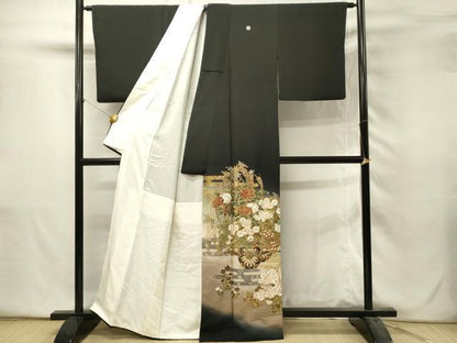 平和屋着物■豪華黒留袖　花車文　暈し染め　金彩　泰常　正絹　逸品　DABH2847qp