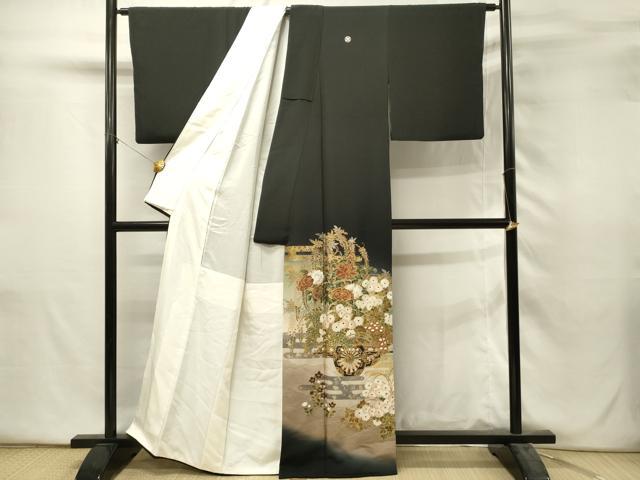 平和屋着物■豪華黒留袖　花車文　暈し染め　金彩　泰常　正絹　逸品　DABH2847qp