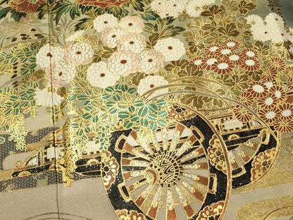 平和屋着物■豪華黒留袖　花車文　暈し染め　金彩　泰常　正絹　逸品　DABH2847qp