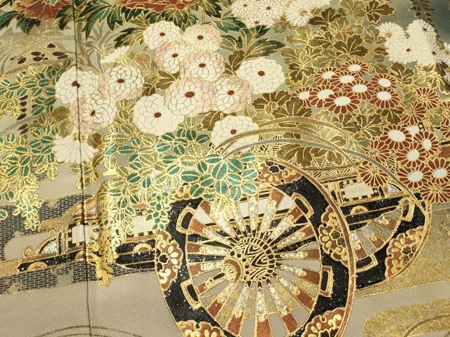 平和屋着物■豪華黒留袖　花車文　暈し染め　金彩　泰常　正絹　逸品　DABH2847qp
