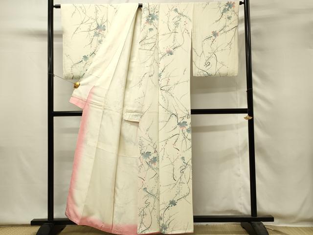 平和屋着物■上質な小紋　抽象舞葉文　正絹　逸品　DABH2851qp
