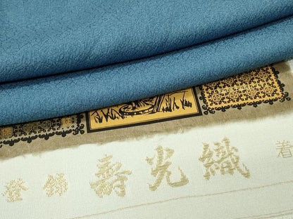 平和屋着物■上質な色無地　作家物　寿光織　薄縹色　証紙付き　正絹　逸品　DABH2852qp