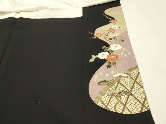 平和屋着物■豪華黒留袖　花車文　金彩　正絹　逸品　DABH2853qp