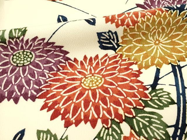 平和屋着物■上質な小紋　型染め　草花文　正絹　逸品　DABH2857qp