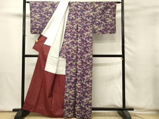 平和屋着物■上質な紬　草花文　正絹　逸品　DABH2861qp