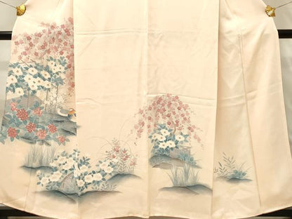 平和屋着物■訪問着　刺繍　鴛鴦花文　正絹　逸品　DABH2862qp