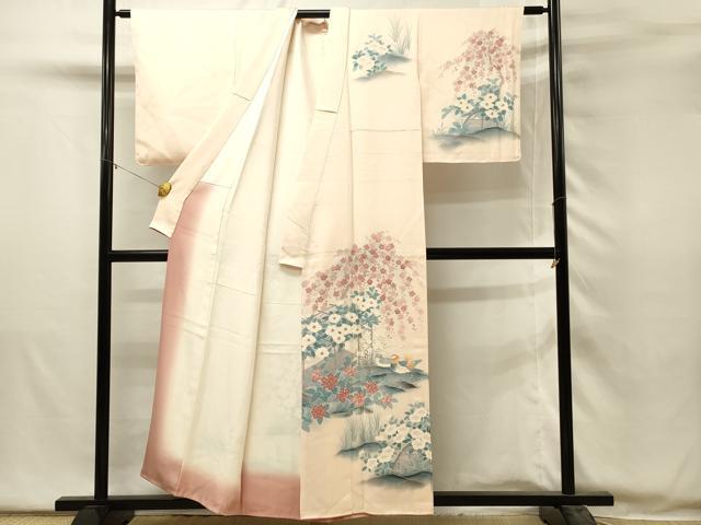 平和屋着物■訪問着　刺繍　鴛鴦花文　正絹　逸品　DABH2862qp