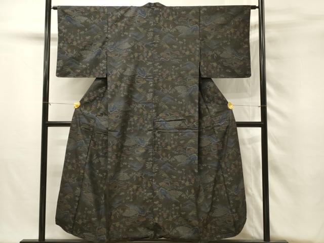 平和屋着物■本場大島紬　風景花文　正絹　逸品　DABH2868qp