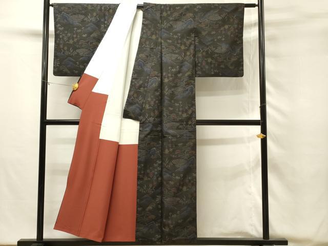 平和屋着物■本場大島紬　風景花文　正絹　逸品　DABH2868qp