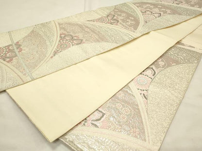 平和屋着物◎六通柄袋帯　唐織　宝相華　プラチナ箔二重織　正絹　逸品　DABH2908qp