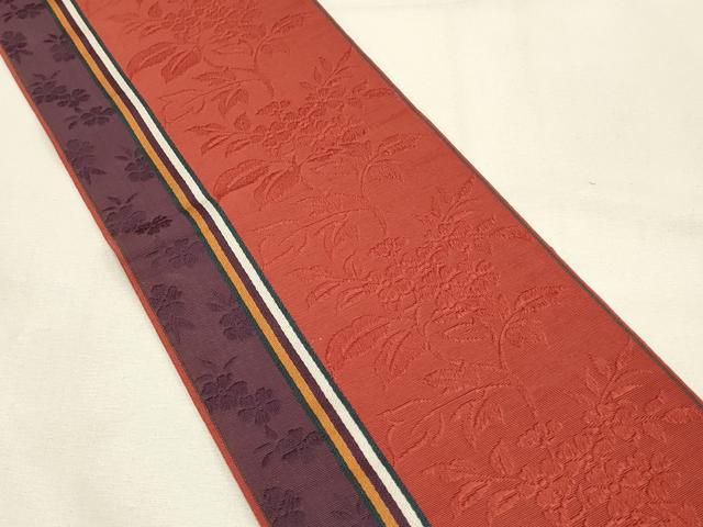 平和屋着物◎本場筑前博多織　半幅帯　枝花文　正絹　逸品　DABH2919qp