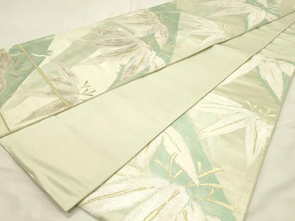 平和屋着物◎六通柄袋帯　笹竹文　金銀糸　正絹　逸品　DABH2924qp