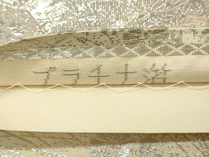 平和屋着物◎六通柄袋帯　唐織　雲取り平安人物花文　プラチナ箔　正絹　逸品　DABH2928qp