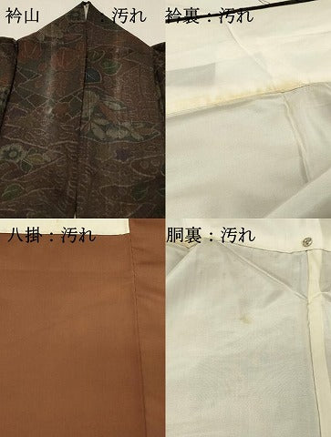 平和屋着物■上質な小紋　紬地　草花文　正絹　逸品　DABH2933qp