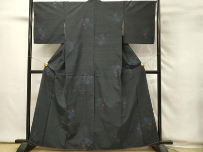 平和屋着物■上質な紬　花籠文　正絹　逸品　未使用　DABH2937qp