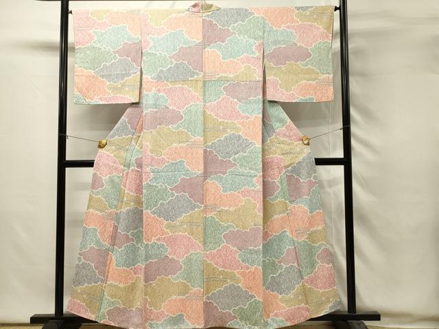 平和屋着物■上質な小紋　絞り　雲取り文　正絹　逸品　DABH2939qp