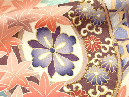 平和屋着物■豪華振袖　駒刺繍　楽器風景花文　鼓　金彩　正絹　逸品　DABH2941qp