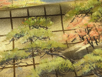 平和屋着物■豪華黒留袖　風景樹林文　暈し染め　金彩　正絹　逸品　DABH2945qp