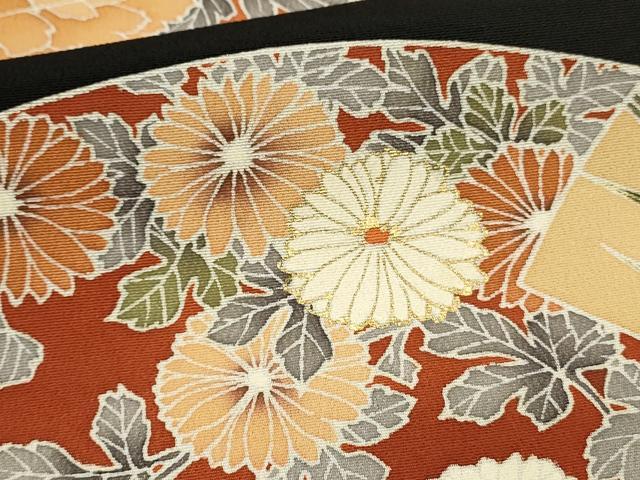 平和屋着物■豪華黒留袖　作家物　扇面花鳥文　金彩　正絹　逸品　DABH2951qp