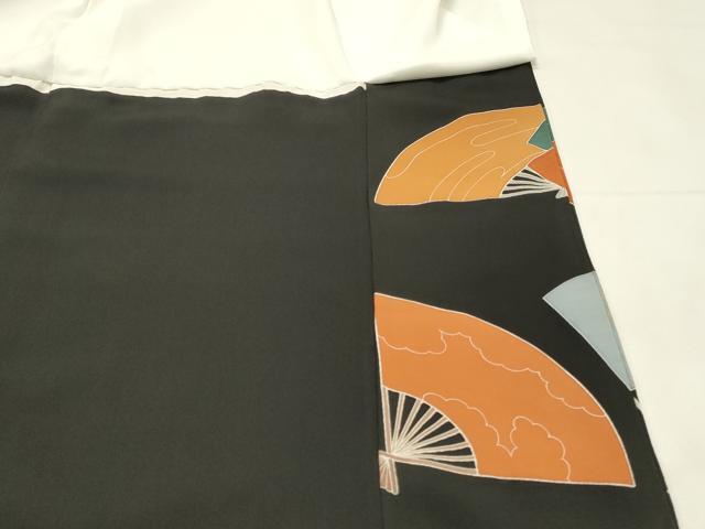 平和屋着物■豪華黒留袖　作家物　扇面花鳥文　金彩　正絹　逸品　DABH2951qp