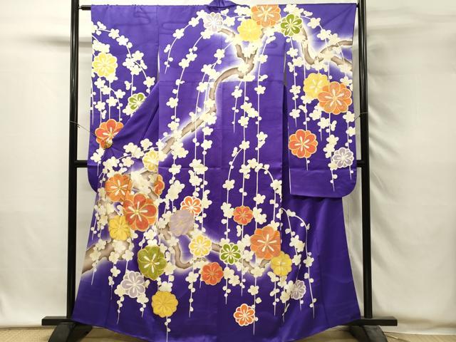 平和屋着物■豪華振袖　駒刺繍　枝垂れ枝花文　暈し染め　金彩　正絹　逸品　DABH2953qp