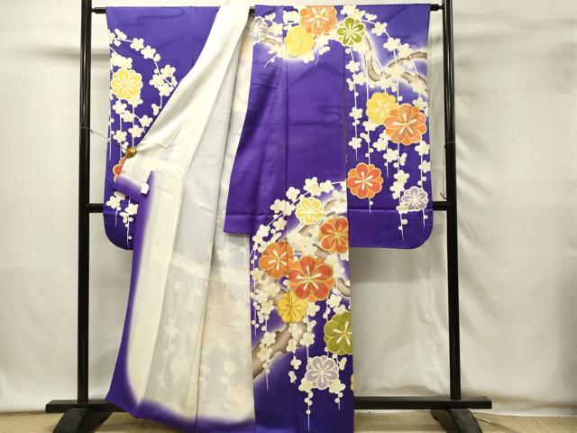 平和屋着物■豪華振袖　駒刺繍　枝垂れ枝花文　暈し染め　金彩　正絹　逸品　DABH2953qp