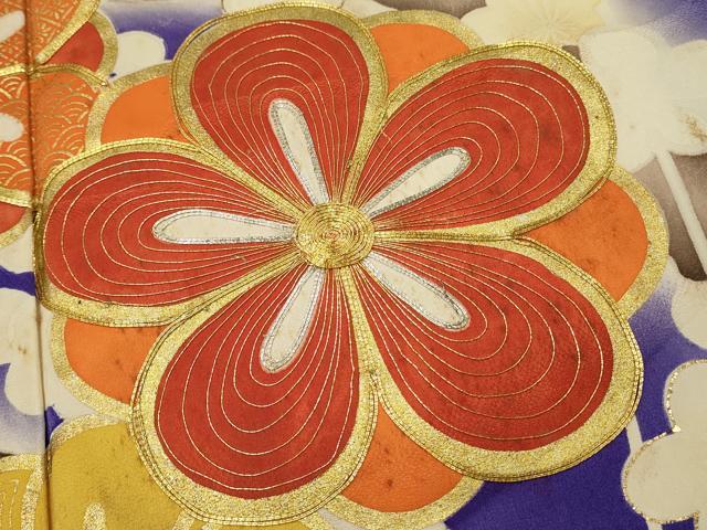平和屋着物■豪華振袖　駒刺繍　枝垂れ枝花文　暈し染め　金彩　正絹　逸品　DABH2953qp