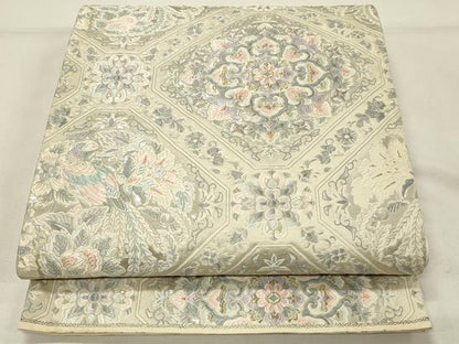 平和屋着物◎六通柄袋帯　唐織　蜀江天井華文　プラチナ箔　正絹　逸品　DABH2960qp