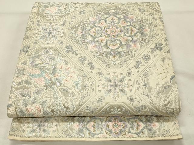 平和屋着物◎六通柄袋帯　唐織　蜀江天井華文　プラチナ箔　正絹　逸品　DABH2960qp